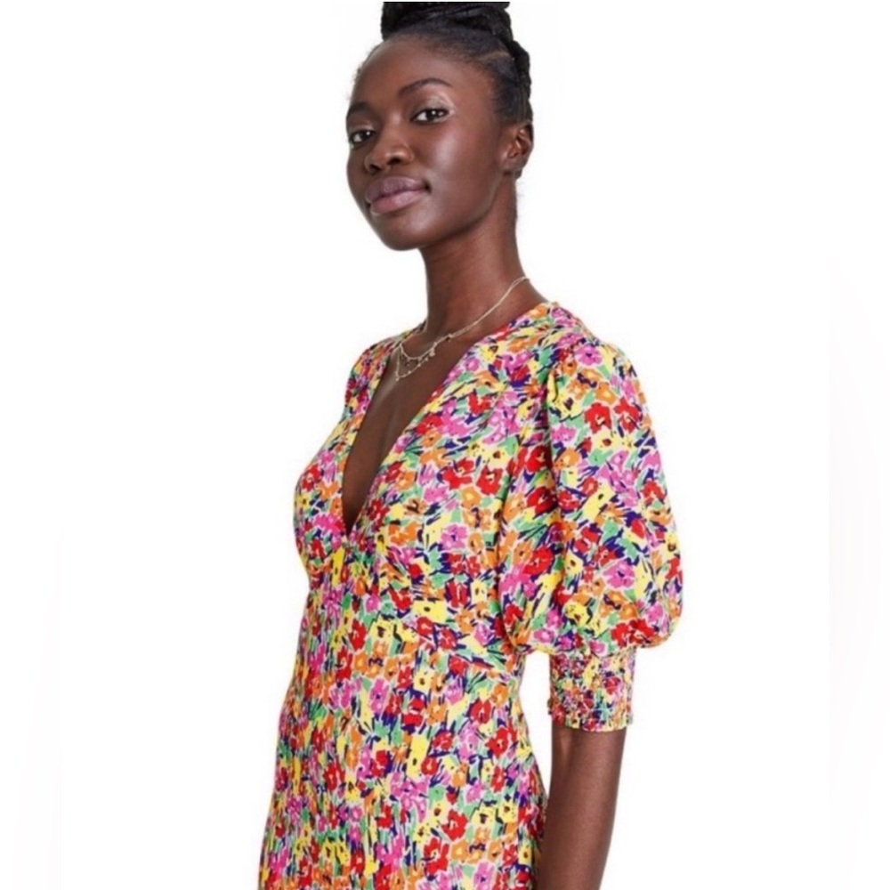 Rixo x Target Floral Puff Sleeve Midi Dress Size 0